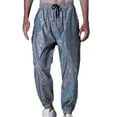 thumbnail image 4 of Honeeladyy Reflective Pants for Men Hip Hop Dance Fluorescent Print Trousers Wide Leg Sport Drawstring Jogger Pants for Nightclub Club Party Valentines Day Gifts for Boyfriend White L, 4 of 9