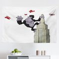 thumbnail image 1 of Garden Tapestry, Gardening Theme Illustration of Butterfly Ladybug Worm Flowers and Grass, Fabric Wall Hanging Decor for Bedroom Living Room Dorm, 2 Sizes, Jade Green Fern Green, by Ambesonne, 1 of 1