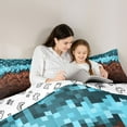 thumbnail image 5 of Castle Fairy Boys Girls Pixel Grid Miners Bedding Comforter Set 2pcs,Geometric Grid Patchwork Twin Comforter Sets Microfiber,Gamepad Camouflage Breathable Bedding Set,Luxury Bedroom Decor,Reversible, 5 of 8