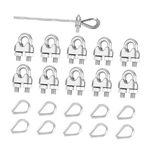 10 abrazaderas para cables de acero inoxidable M5, pernos en U, accesorios, fijaciones para cables robustas y prácticas en forma de U, abrazaderas par