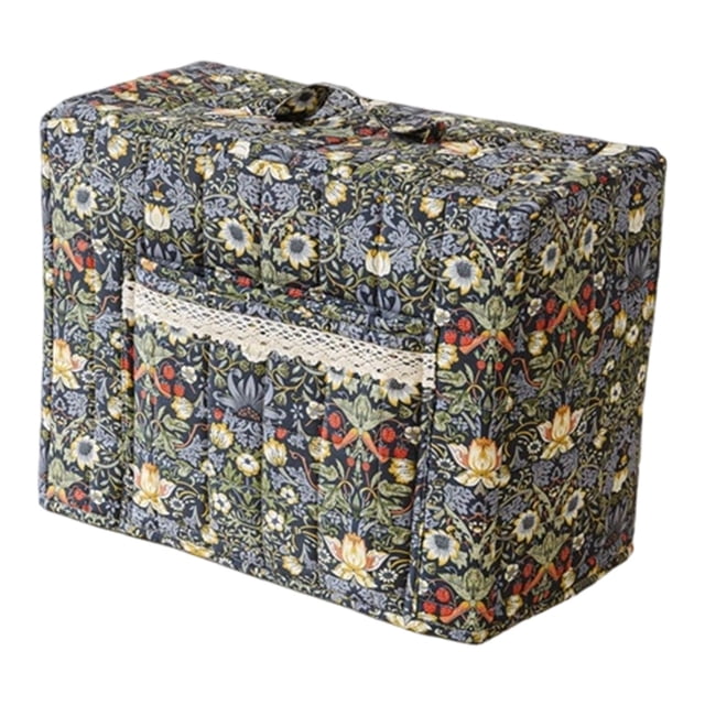 Floral Quilted Sewing Machine Cover with Protective Storage Pocket and Built In Organizer Compartments for Craft Room
