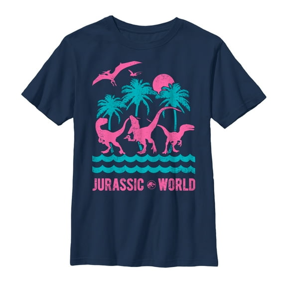 Boy's Jurassic World: Fallen Kingdom Tropical Dinosaurs  Graphic Tee Navy Blue X Large
