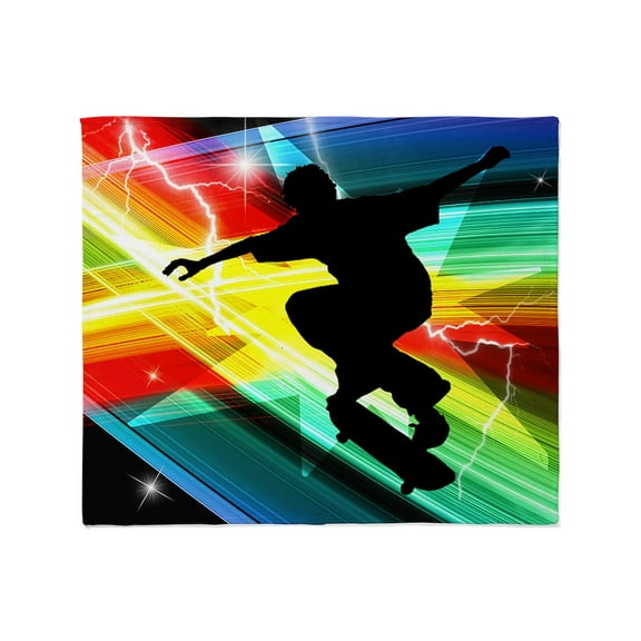 CafePress - Skateboarder In Criss Cross Lightnin Throw Blanket - Soft Fleece Throw Blanket, 50"x60" for All Ages