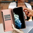 thumbnail image 3 of Leather Wallet Case with Zipper Pocket for iPhone 12 / iPhone 12 Pro - Rose Gold, 3 of 11