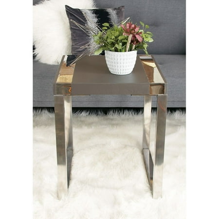 Decmode Square Faux Leather Top End Table Decmode Square Faux Leather Top End Table
