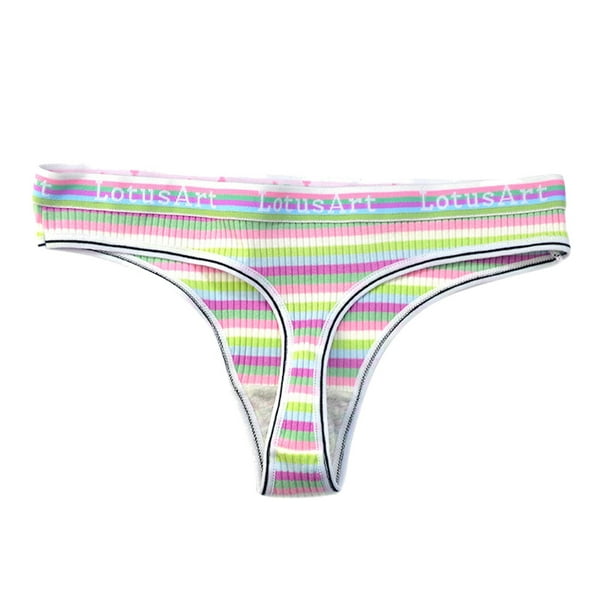 nsendm Female Underpants Adult Athletic Underwear Women Bikini Women's  Fashion Sexy Low Waist Underwear Color Striped Briefs Ruffled Panties(Pink,  M) 