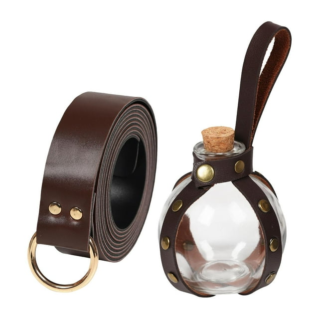 TISHITA Belt Skirt Walks Belt with Rivets Knight Wizard Halloween 240cm with Cork Potion rivet brown