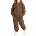 thumbnail image 2 of ITSAME Girls 2 Piece Long Sleeve Crewneck Sweatshirt and Jogger Sweatpants Set Kids Casual Athletic Outfit Size 14, 2 of 9