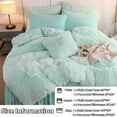 thumbnail image 7 of LIFEREVO 2 Pieces Luxury Plush Shaggy Faux Fur Duvet Cover Set(1 Fluffy Fuzzy Comforter Cover + 1 Pompoms Fringe Quilted Pillow Shams), Zipper Closure, Twin Size, Aqua, 7 of 7