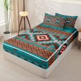 thumbnail image 2 of jejeloiu Boho Tribal Zipper Twin Comforter Sets with Fitted Sheet and 2 Pillowcases,Aztec Pattern Zipper Bedding Set For Boys,Teal Brown Black,Black Reversible,4 Pieces, 2 of 7