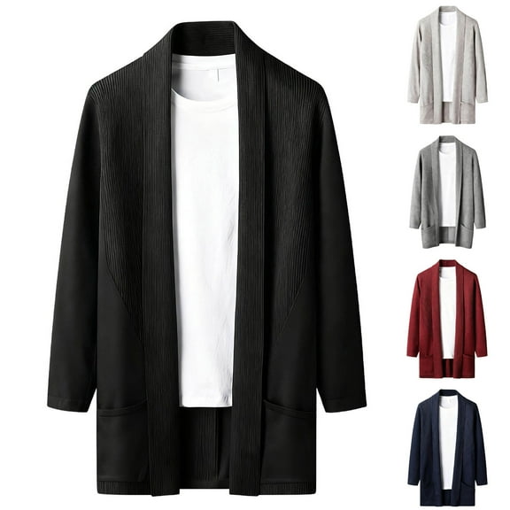 Bixock Fall and Winter Men Peacoats, Men Wool Coat Jackets, Men Solid Color Long Sleeve Pocket Knit Sweater Slim Cardigan Warm Outerwear Jackets