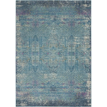 5â€™ x 7â€™ Blue Distressed Medallion Area Rug