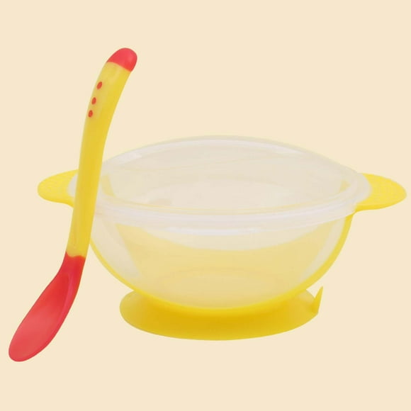LSLJS Baby Sucker Bowl with Thermospoon Set Baby Children Training Bowl Plastic Bowl Baby Bowl Set, Baby Bowl on Clearance