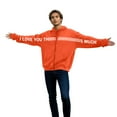 thumbnail image 4 of Valentine's Day Oversized Hoodies Womens I Love You This Much Hoodie Zip-Up Unisex Valentine Holiday Jacket Coat, M Orange, 4 of 7