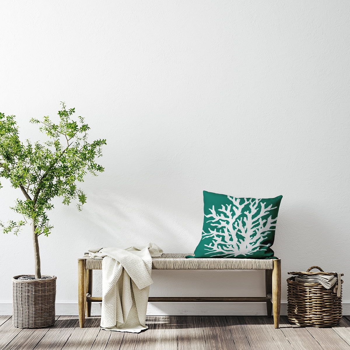 Simply Daisy 26-inch Square Big Seaweed Polyester Indoor Pillow, Kelly Green Qty 1