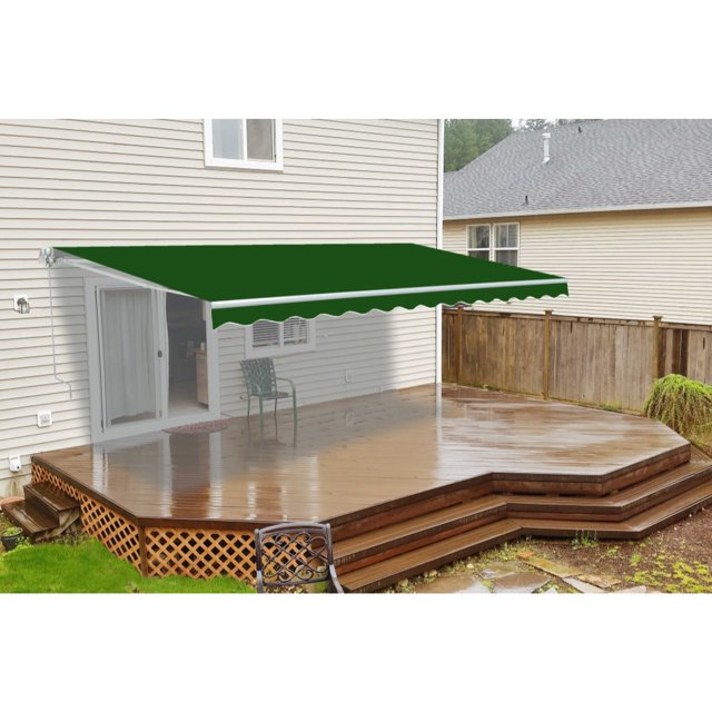 ALEKO Retractable Motorized Patio Awning 13x10 ft, Green Color