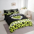 thumbnail image 3 of jejeloiu Yellow Animals Print 7 Pieces Bedding Comforter Set,Chic Leopard Print Full Bedding Set,Cheetah Pattern Heart Fitted Sheet Flat Sheet For Men Women,Breathable Home Decor Reversible, 3 of 8