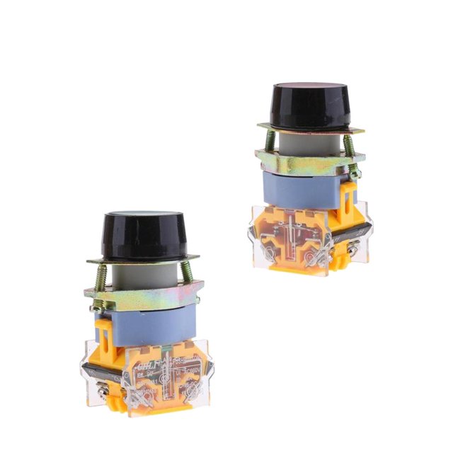 2 Uds 1NC Momentáneo 4 Terminales Interruptor de Botón Plano 380V 15A LA39-11BN 22mm Montaje en Panel Yotijar Presionar el botón
