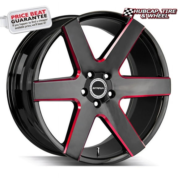 Strada CODA Gloss Black Candy Red Milled - 22X9.5-6x139.7 Bolt Pattern, 24 Offset