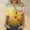 Yellow, variant on HOMBOM Womens Tops Dressy Casual Short Sleeve V-Neck Floral Print Blue Button Down Shirts Y2k Tops