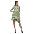 thumbnail image 3 of Moomaya Casual Printed 3/4 Sleeve Georgette V-Neck Mini Custom Dress For Women, 3 of 6
