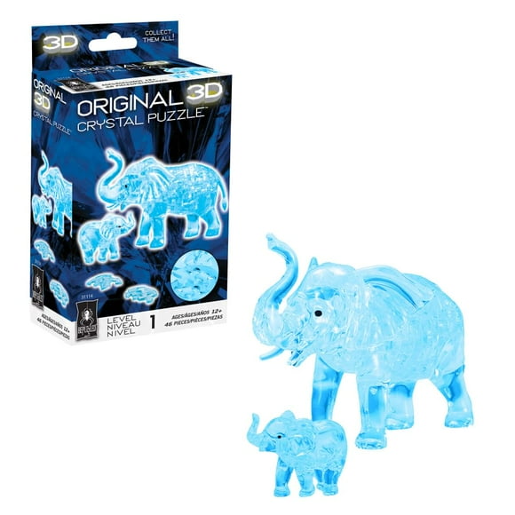 BePuzzled | Elephant and Baby Original 3D Crystal Puzzle, Ages 12 and Up, 46