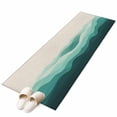 thumbnail image 2 of 2'x6' Rug Runners for Hallways Kitchen, Teal Beige Ombre Non Slip Entryway Beside Floor Carpet Runner, Minimalist Ocean Waves Linen Washable Laundry Room Bedroom Throw Rugs Mat for Family Pet, 2 of 8