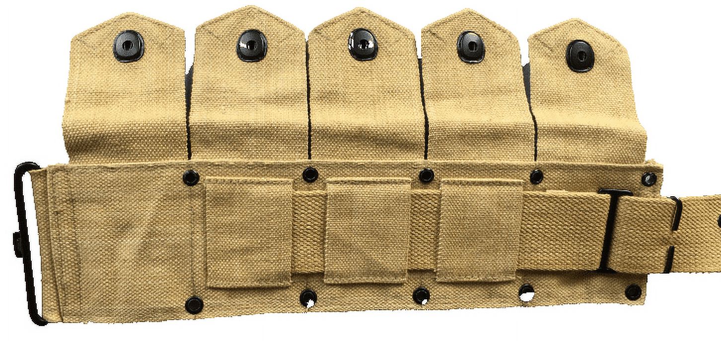 Warcraft Exports WWII U.S. Army M1923 M1 Garand Rifle Cartridge 10 Pocket Canvas Belt Khaki