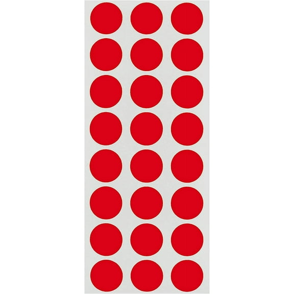 0.50 Inch Round Label Removable Color Code Dot Stickers, 1200 Pack, Red