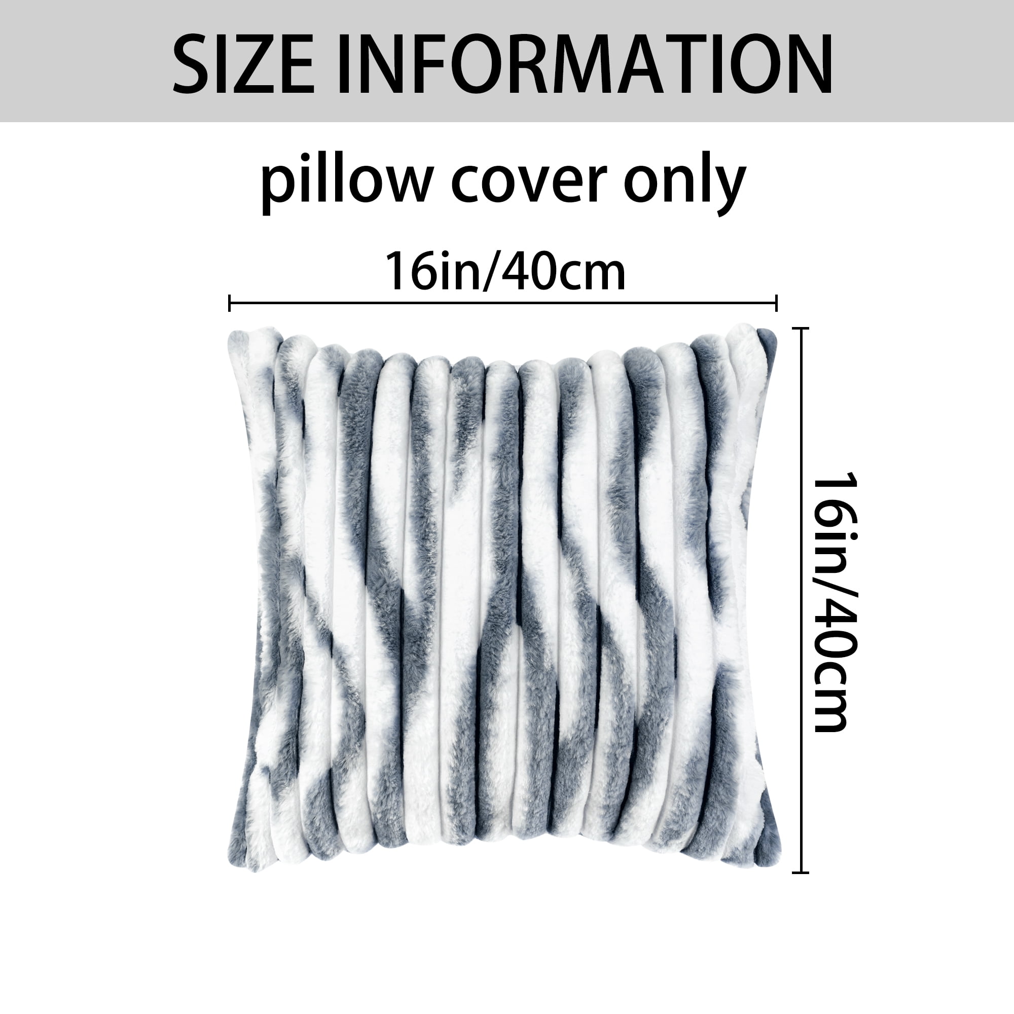 Unique Bargains Gradient Striped Tie Dye Throw Pillow Covers Faux Fur Plush Pillowcases Dark Blue 16" x 16"
