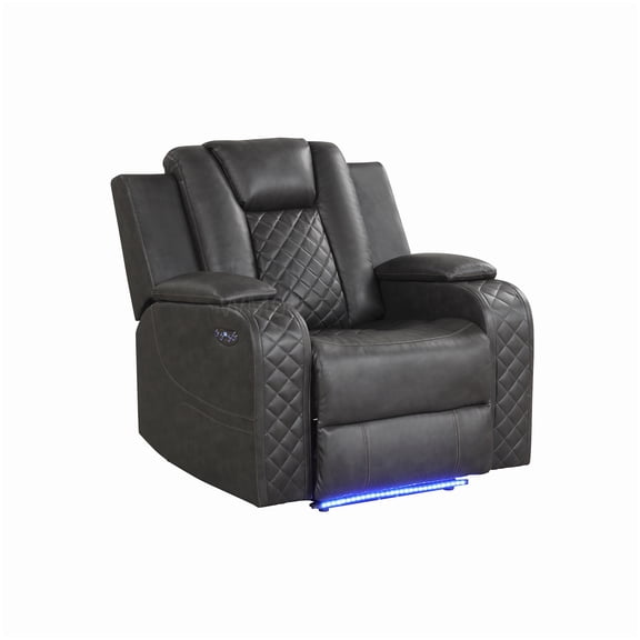 MANGIJOY Gray Motorized Recliner Chair with Ambient LED Lighting and Charging Station