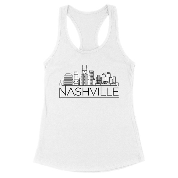 Skyline Nashville Tennessee Tank Top Fitted Racerback Women's Large White