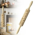 thumbnail image 1 of Outdoor Christmas DecorationsRolling PinWooden Embossing Rolling Pin Embossed Christmas Snowflakes Deer Pattern Kitchen For Baking Cake FondantRolling pin, 1 of 4