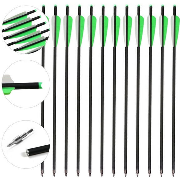 Cocobaby 12Pcs 20 inch Crossbow Bolts Carbon Arrows Half Moon Nocks 8.8mm Shaft For Hunting Shooting