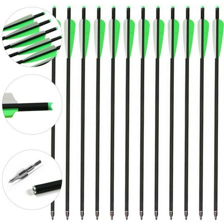 Cocobaby 12Pcs 20 inch Crossbow Bolts Carbon Arrows Half Moon Nocks 8.8mm Shaft For Hunting Shooting
