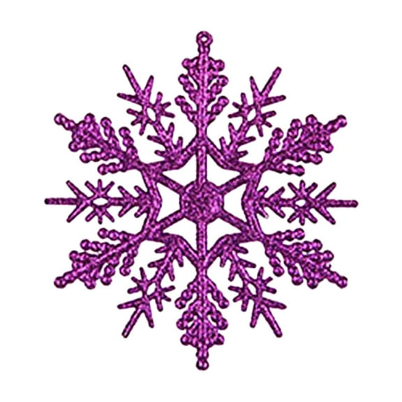 Namzi 24pcs 3.9"Christmas Snowflake Ornaments Plastic Glitter Snow Flakes Ornaments for Christmas Tree Decorations-Purple
