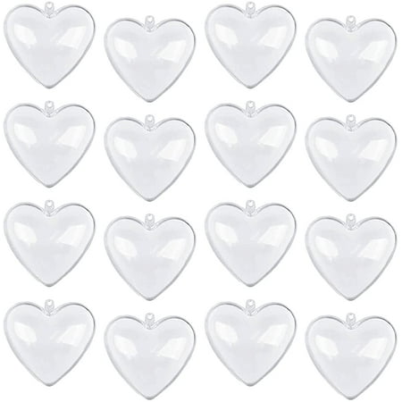 Bail 20 Pack Clear Valentine's Day Heart Shaped Ornament Balls Fillable ...