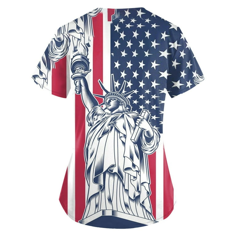 Red white and blue scrub tops sale