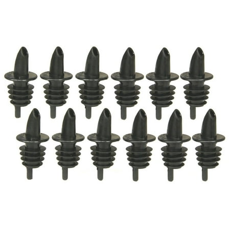 Continuous Flow Pourer - Update International Free-Flow Liquor Bottle Speed Pourers, Black, 12 count