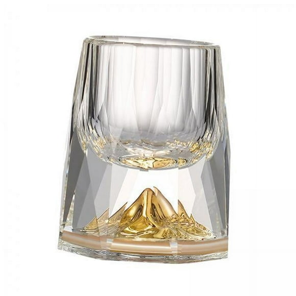 GUOOL 2x Crystal Glass Glass Gold Foil Spirits Glass Diamond Mirror Cut