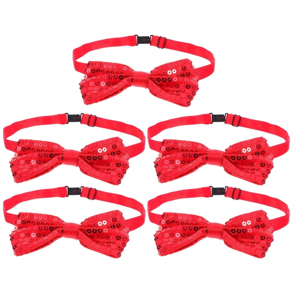 HONMEET 5-Pack Sequin Bow Ties Adjustable for Party, Stage Performance, and Everyday Wear Accessories
