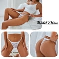 thumbnail image 5 of Bragas de encaje sexys para mujer, ropa interior de cintura baja, Tanga transparente ahuecado sólido, lencería suave y transpirable, 2 unids/set, 5 of 5