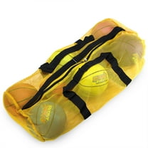 Brybelly 39" Mesh Sports Ball Bag with Strap, Yellow