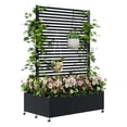 thumbnail image 3 of AwayHome 73"Hx 47"Wx 30"D Double Metal Planter Box with Trellis,Black Galvanized Metal Modern Outdoor Privacy Planter with and Wheels, 3 of 7