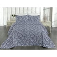 thumbnail image 2 of Ambesonne Floral Quilted Bedspread Set 3 Pcs, Retro Vibe Butterflies Curls, Queen, Ceil Blue and Dark Purple, 2 of 4