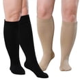 thumbnail image 7 of LOFIR Men's & Women's Circulation Support Knee-High Socks Wide Calf, Black & Beige (2 Pack), 7 of 7