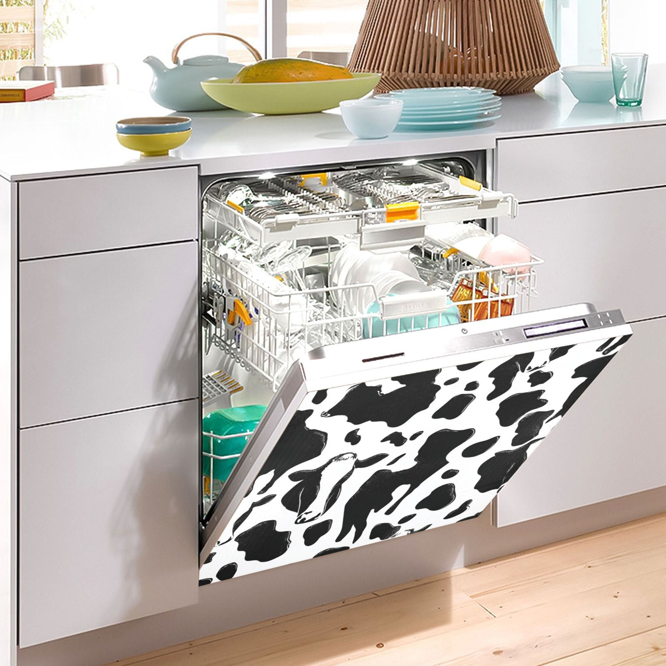 IAUYY Magnetic decorative sticker - 23x26 Inch PVC Refrigerator Decorative Cover, Removable DIY Art for Kitchen Appliances Cow Pictures