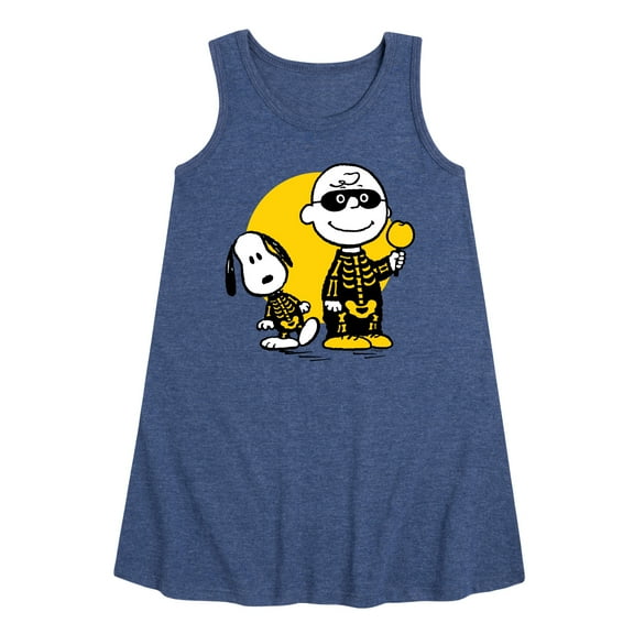 Peanuts - Charlie And Snoopy Skeleton - Toddler & Youth Girls A-line Dress