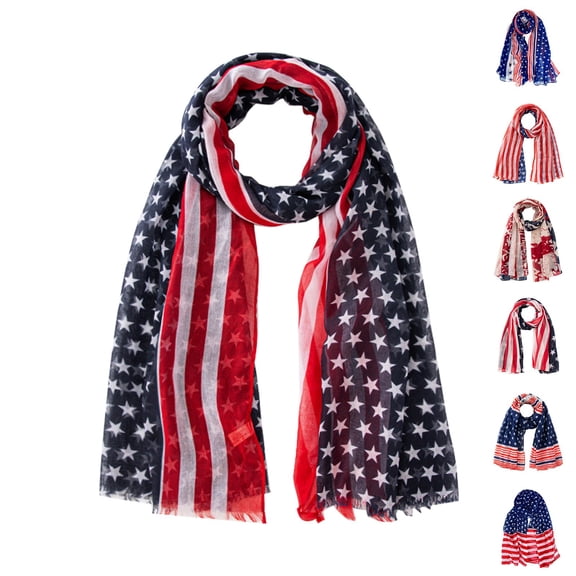 VLOOCKLW USA Flag Scarf For Voile Lightweight Shawl Wrap For Men Women Lightweight Breathable Americana Flag Scarf For July 4th Parade