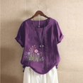 thumbnail image 3 of Camiseta Casual de Manga Corta con Botón de Cuello Redondo de las Mujeres, Tops Cortos para las Mujeres, 3 of 4